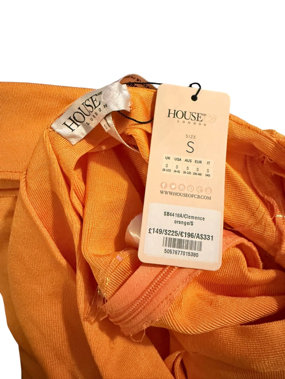 House of CB NWT Orange Ribbed OneShoulder Dress Size Small - Picture 5 of 6